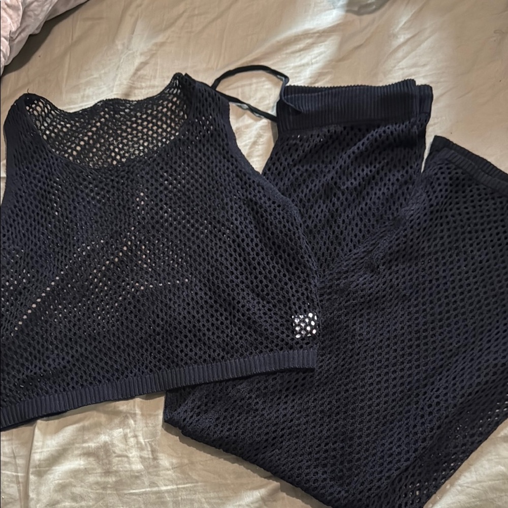 Black Mesh Two-Piece Set